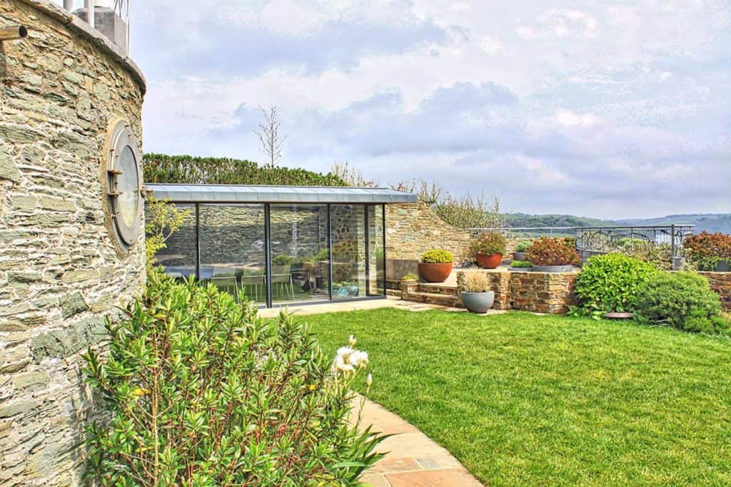 Glass summerhouse overlooking the estuary at Salcombe