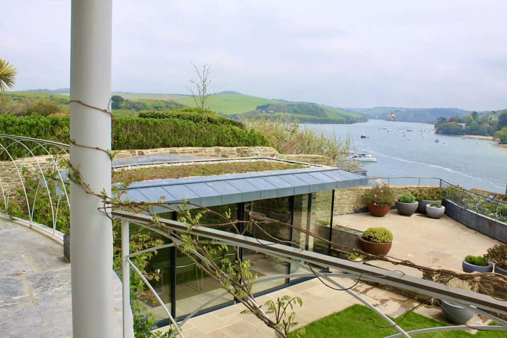 Sedum Roof Summerhouse overlooking the estuary at Salcombe