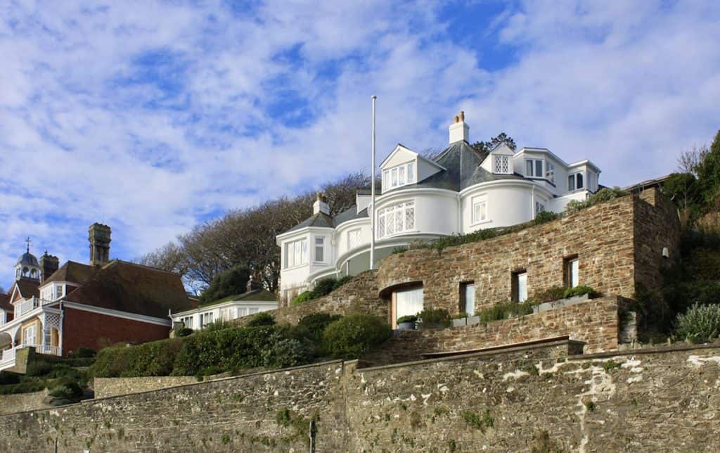 Stone Plinth walls looking up to The Grange Estate at Salcombe