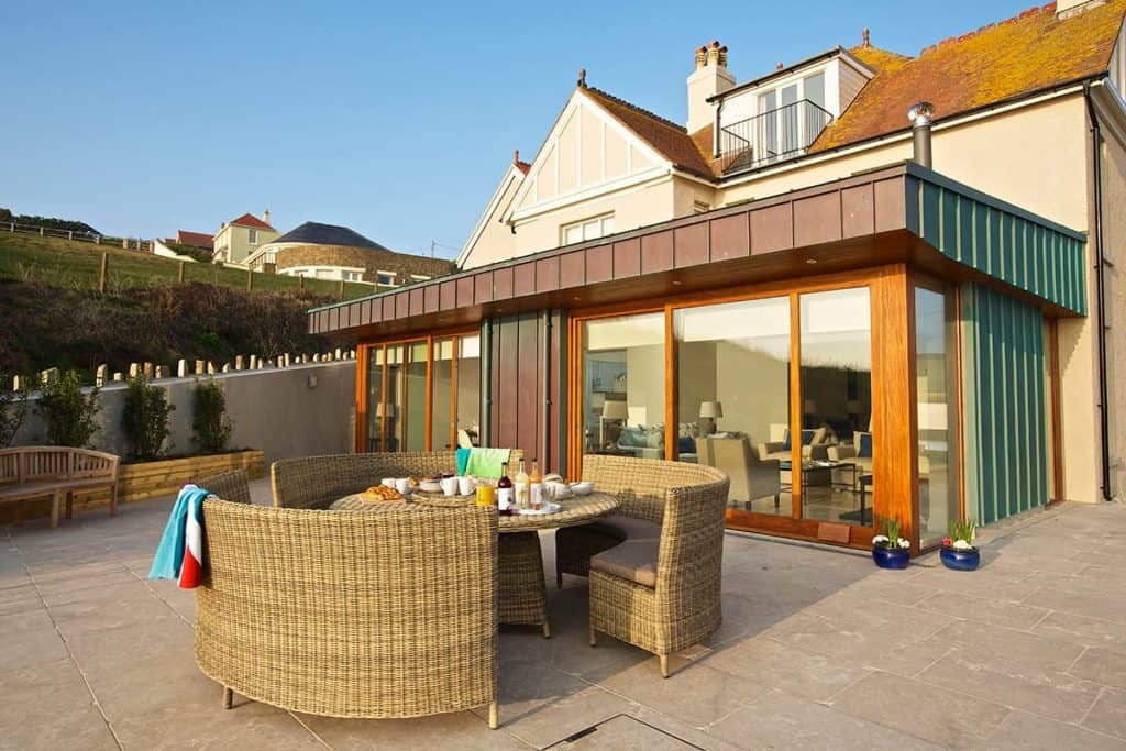 Terrace of garden room, Drake House