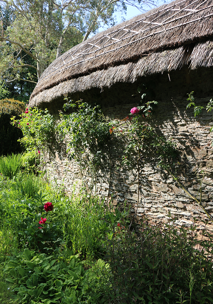 historic garden restoration Devon,listed building architects UK,17th century kitchen garden,thatched wall coping,heritage architecture South Hams,Atkinson Architects projects,Alleron House,Loddiswell,Circular Walled Garden,leat